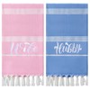 Preboun 2 Pcs Hubby and Wife Turkish Beach Towels Decorative