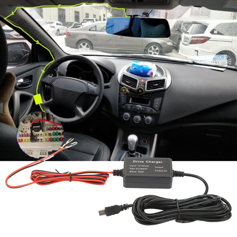 Kit de cableado para Dashcam, flexible, duradero, de 12 V‑30