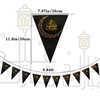 Ramadan Mubarak Banner Muslim Bunting Black Triangle Banner Garland with