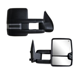 AERDM Towing Mirrors Compatible with 2003-2007 Chevy Silverado Side Mirror, GMC Sierra Tow Mirrors Power Heated with LED Arrow Turn Signal Puddle Light Pair set Black