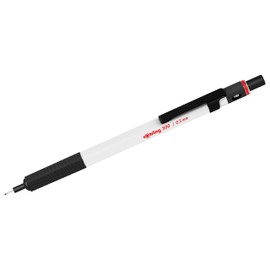 rOtring 500 Mechanical Pencil | 0.5mm HB Lead | White hexagonal plastic barrel and non-slip textured metal grip