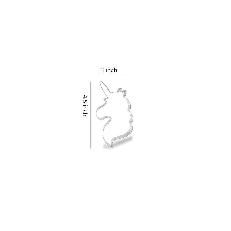 Keewah Unicorn Head Cookie Cutter, 4.5 x 3 inch, Stainless