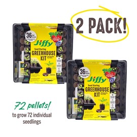 Jiffy Seed Starting Tray Kit, 36 Cell 36mm Peat Pellets with Bonus - 2 Pack, 72 Pellets Total