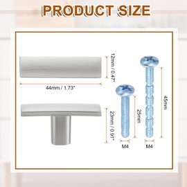 sourcing map 15 Pack Single Hole Cabinet Knobs, 1.7 Inch Kitchen Cabinet Handles Solid Zinc Alloy t Bar Knob for Kitchen Bathroom Cabinets Drawers Hardware, Silver