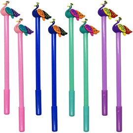 Maydahui 8PCS Peacock Shaped Rollerball Pens Cute Cartoon Animal Pen Black Gel Ink Smooth Writing for Girls Women Valentine's Day