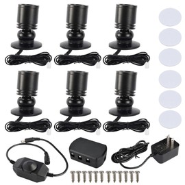 YaeCCC Dimmable LED Mini Spotlight Jewelry Showcase Display Lights Black Shell Surface Mount (Pack-6,Warm White 3000k)