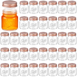 Tessco 36 Pcs Mini Mason Jar Shot Glasses with Lids 2 Oz Dishwasher Safe Mason Shooter Glass for Wedding Party Favors Home Bar Drinks Favors Desserts (Clear,Rose Gold)