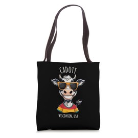 Cadott WI USA Funny Cow Cartoon Design Tote Bag