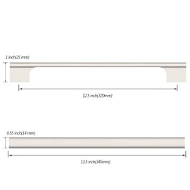 Asidrama 6 Pack 12.6 Inch(320mm) Brushed Satin Nickel Kitchen Cabinet Handles, Cabinet Pulls Kitchen Cabinet Hardware for Cupboard Drawer Pulls