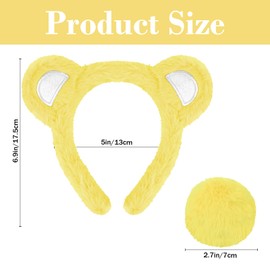 Norbiariz 1 Pack Yellow Bear Ears Headband – Care Bear Costume Ears and Tail Set, Yellow Animal Ears for Kids & Adult Costumes