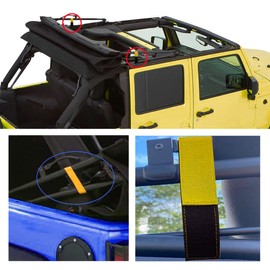 Soft Top Strap for Jeep,Soft Top Tie Down Straps for Jeep Wrangler JK JKU JL JLU,Heavy Duty Rear Window Tie Down Strap,Yellow,(Pack of 4)