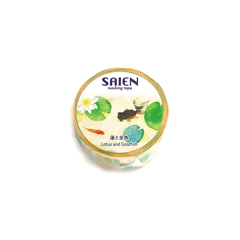 Kamiiso Sangsho UR-4047 SAIEN Masking Tape Lotus and Goldfish 0.8