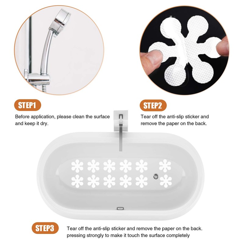 Secopad Bathtub Stickers Non-Slip, 12 PCS White Safety Shower Treads