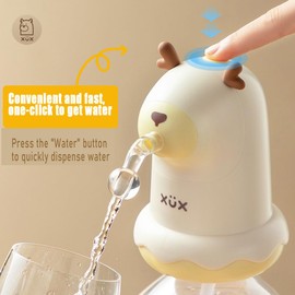 KUUBEELAA Water Bottle Pump 5 Gallon,USB Electric Drinking Water Bottle Dispenser,Battery Water Dispenser Pump for Home/Camping(Cute Deer)