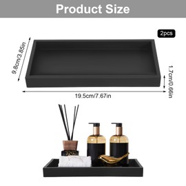 2 Pcs Bathroom Tray Small Tray Vanity Tray Black Tray Black Bath Tray for Washbasin Bathtub Kitchen Sink and Toilet