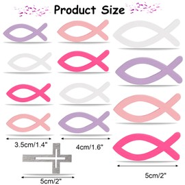 DPKOW 100 Pieces Wooden Fish Cross Decoration for Girls Christening Communion Confirmation Decoration Pink Fish Scatter Decoration for Christening Table Decoration for Girls