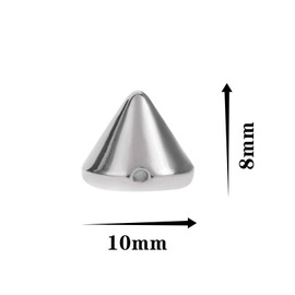 50 Pcs Cone Spikes, Acrylic Bullet Spike Cone Studs, Silver Cone Metallic Nail Art Tiny Stickers Studs for DIY Clothing, Rivets Leather, Sewing, Luggage and Shoe Embellishments - 10 x 9 mm