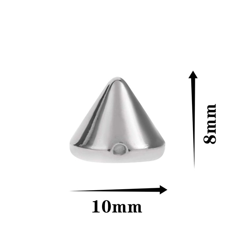 50 Pcs Cone Spikes, Acrylic Bullet Spike Cone Studs, Silver