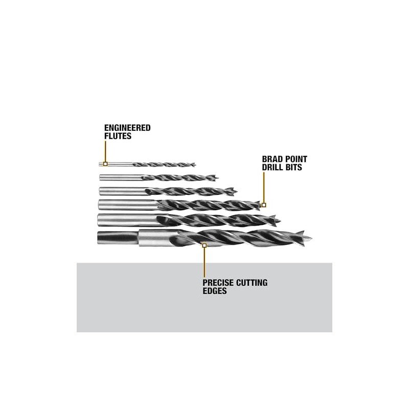 Dewalt DW1720 Juego de brocas para taladro con punta centradora,