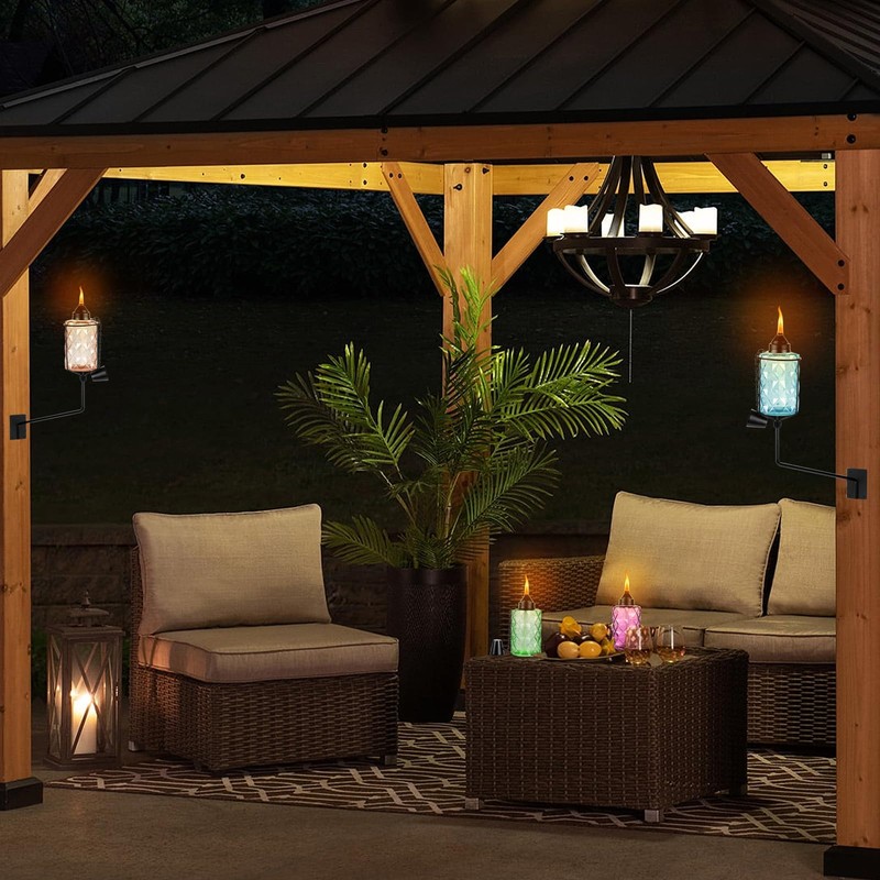 Glass Garden Torches for Outside,Outdoor Citronella Torch with Wall Mounted