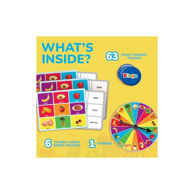 MasterPieces Juegos para niños - Juego de Bingo de Comida