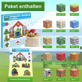 Demolike Magnetblöcke – 110-teiliges Minen-Magnetwelt-Set, Spielzeug für Jungen und Mädchen im Alter von 6, 7, 8, 9 und 10 Jahren, STEM Montessori-Stapelbauspielzeug für Kleinkinder
