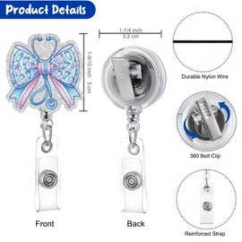 Labor and Delivery Bow Badge Reel, Cute Bow Stethoscope Retractable ID Card Badge Holder, Name Tag Work Badge Clip for OBGYN Obstetricians Midwife, Gifts for Nursing Students