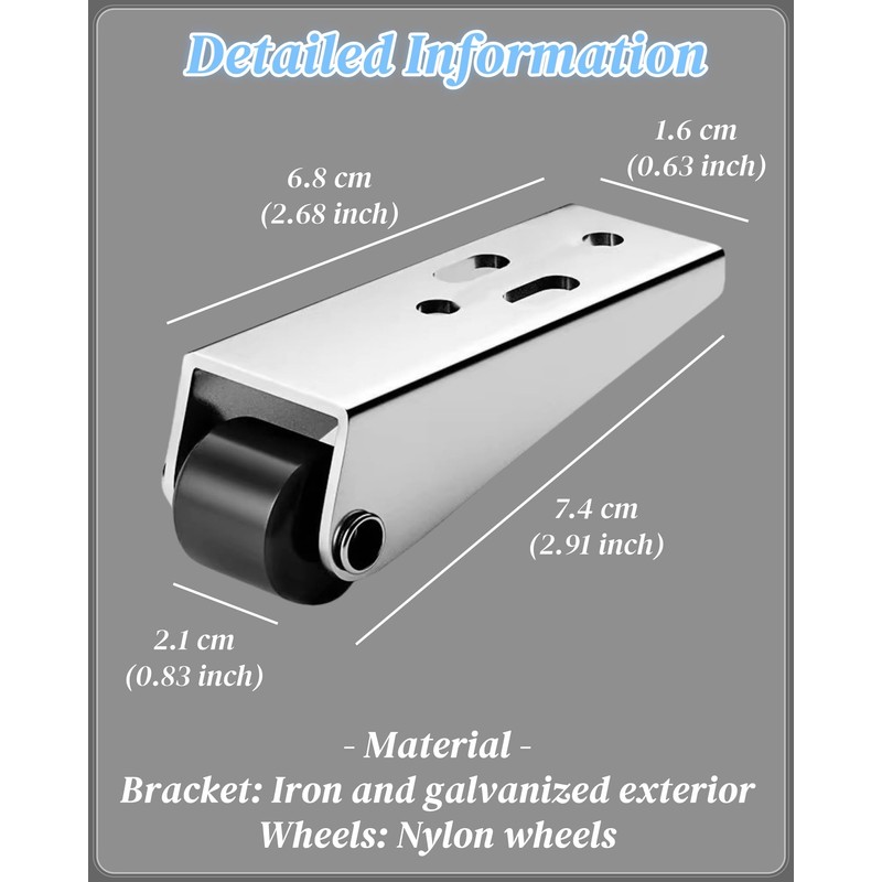 Rigid Casters Wheels Set of 4, Vertical & Horizontal Mounted