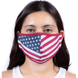 Headmost Comfymask 3 Layer Large Fabric Facemask: Water Repellent, Washable, Breathable & Toggle Adjustable Face Mask (US FLAG RED)