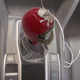 HOCSTONE Skull Head Gear Shift Skull Head Gear Shift Knob - Pilot Skeleton Style MT Car Gear Stick Shift Head - Fit Most Manual Automatic Transmissions(Red)