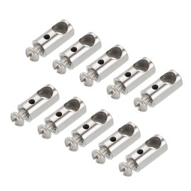 PATIKIL 5pcs 8x17mm Wire Rope Clip Steel Cable Clamp 2.5mm 6.1mm Double Hole Wire Lock Rope Fitting Clip with M4*0.7 Screw for Cable