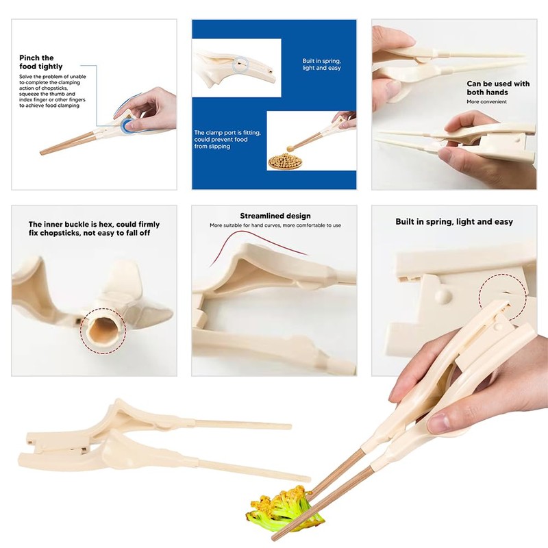 Glomora Anti-Shake Chopsticks, Automatic Opening Assistive Dining Utensils for Hand