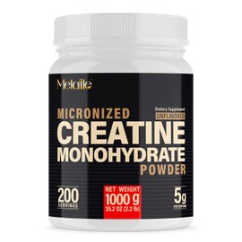 100% Pure Creatine Monohydrate Powder, Canada-Made, 1000 g (200 Servings) Micronized Powder, Muscle Growth, Unflavored, Ideal for Athletes & Fitness Enthusiasts, Third party lab tested, Vegan
