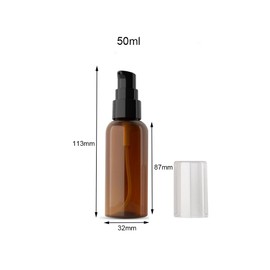 TUPANDY 5PCS 50ml/1.67oz Amber Plastic Lotion Bottles Empty Refillable Cosmetic Makeup Travel Pump Dispenser Container Jars for Aromatherapy Essential Oils Skincare Toiletries Shampoo Shower Gel