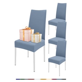 FIGOOO Chair Covers, Set of 4, Stretch Chair Covers for Dining Room Chairs, Elastic Modern Universal Chair Cover for Restaurant, Hotel, Banquet, Party Decoration (Grey Blue, Set of 4)