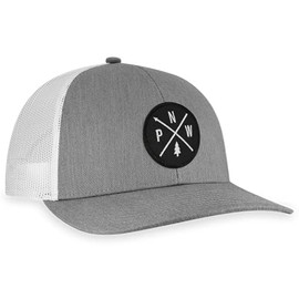 PNW Hat – Pacific Northwest Trucker Mesh Snapback Baseball Cap (Grey/White)