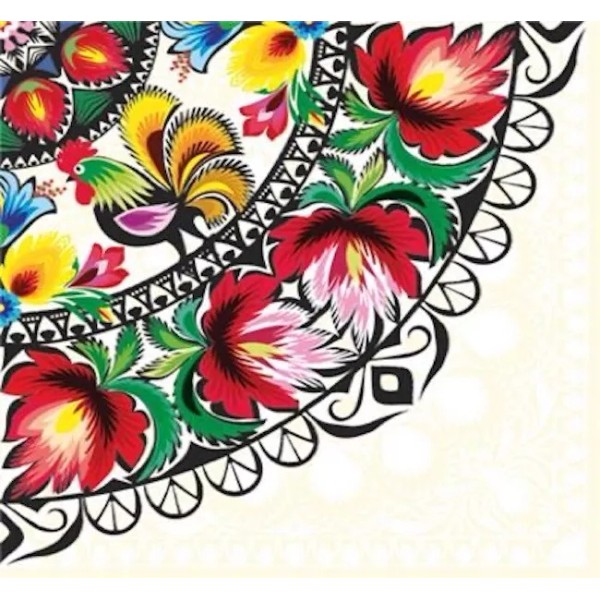 PAW POLISH LOWICZ FOLK CUTOUT 20 Lunch Paper Napkins Colorful