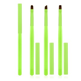 3PCS Nail Polish Clean Up Brush, Round&flat&Bevel Acetone Resistant Nail Brush for OPI Nail Polish Remover, Fingernail Cleaning Brushes at Home Nail Art and Designs(Bright Green)