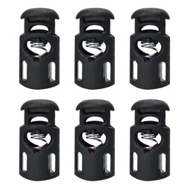 sourcing map Plastic Cord Toggle Clasp Stopper Rope End for Cords Clothing Shoelaces Bags Camping Black Pack of 6