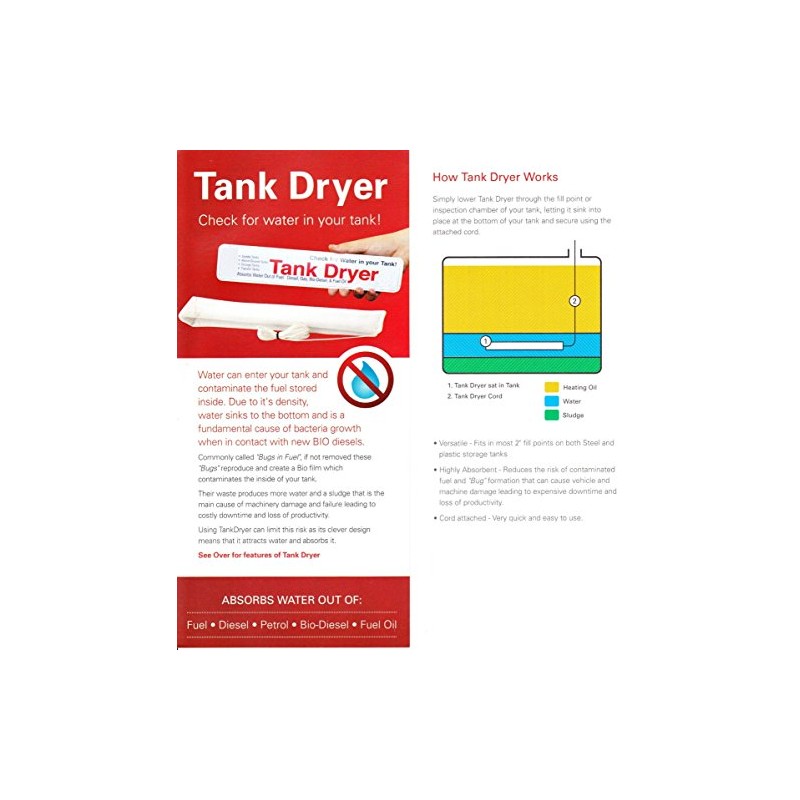 Tank Dryer. Removes Harmful Water from Diesel/Petrol/Bio Diesel and Fuel