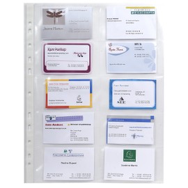 Exacompta - Ref 55046E - Polypropylene Specialist Business Card Punched Pocket Sheets (Pack of 10) - A4 Size, Made From 110 Micron Polypropylene, 10 Cards Per Sheet