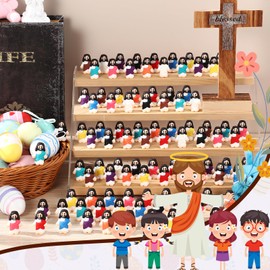 Bememo 100 Pcs Jesus Toys Original Design Mini Rubber Little Jesus Figurine to Hide and Seek Religious Party Favors Sunday Craft Baptism Gifts for Easter Egg Stuffers (Vibrant Color)