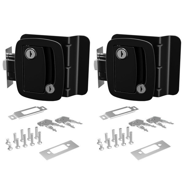 Upgraded RV Travel Trailer Entry Door Lock Polar Black Paddle