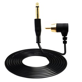 AWADUO Tattoo Clip Cord Gold-plated Cable, Professional Rubber Tattoo Clip Line Cable 6.35mm to RCA 90 Degree OD 2.2 Cords for Tattoo Pen/Rotary Tattoo Machine(Black/1.8M)