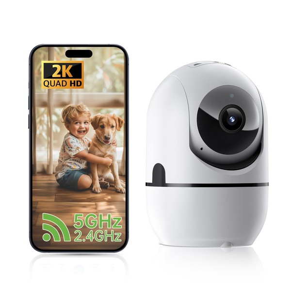 2K Indoor Security Camera 5G&2.4G WiFi Dog Pet Camera with