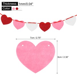 MECCANIXITY 96 Pcs Heart Garland Banner Felt Heart Valentines Garland Horizontal for Valentines Day Decor Anniversary Birthday Party Wedding