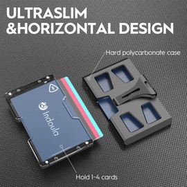 Horizontal Badge Holder - Durable Polycarbonate ID/Credit Holder with Metal Clip and 4 Cards Slot, (Black,1Pack)