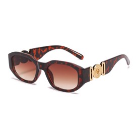 BUTABY Rectangle Sunglasses for Women Retro Driving Glasses 90’s Vintage Fashion Irregular Frame UV400 Protection Leopard