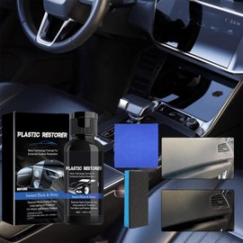 Asheyya 2PCS Car Plastic Restorer Black, Plastic Parts Refurbish Agent, Back to Black Car Interior Plastic Scratch Repair Prevents Drying Aging for Cars