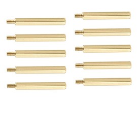 Male to Female Thread Spacer Screws Brass Hex Standoff M4 x 50mm + 6mm PCB Pillar for Drone Quadcopter, Computer and Circuit Board, Pack of 10, Gold
